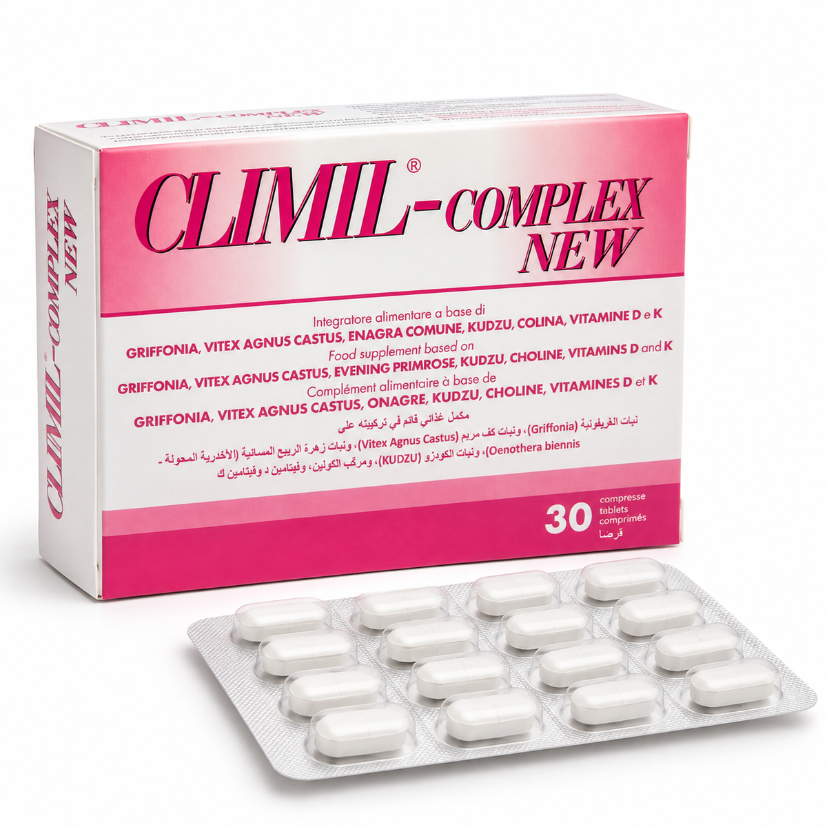Climil -Complex New – integratore con Griffonia, Enagra, Isoflavoni di Kudzu, Agnocasto, Colina, Vitamine D3 e K2 per il benessere della donna | Mar-Farma